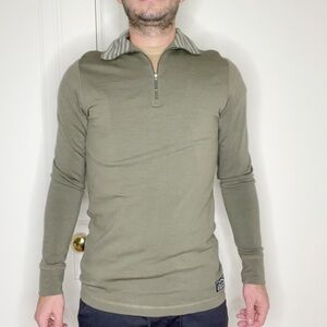 Dues Ex Machina Slim Fit Merino Wool Quarter Zip Sweater Men’s Size Medium